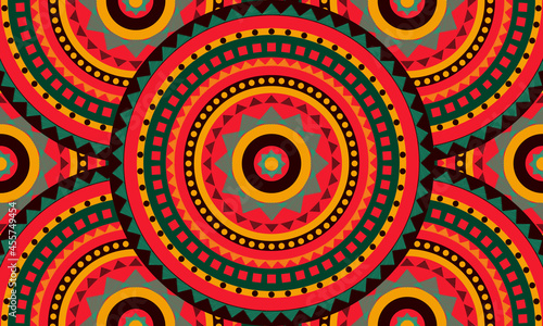 Repeat ethnic Easter circle pattern, seamless pattern