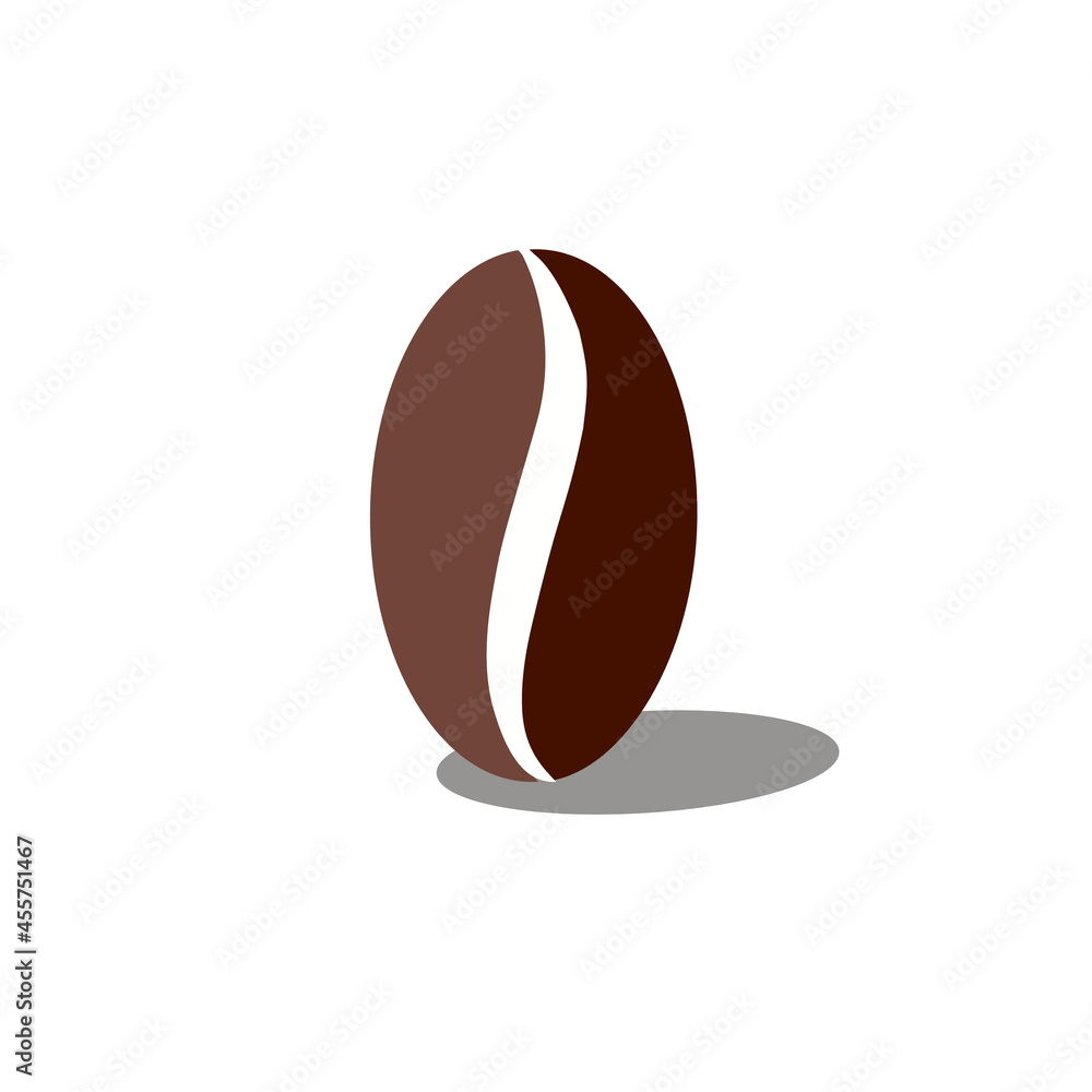 Coffee bean with shadow isolated white background. Icon, logo. Coffee bean with shadow isolated white background. Icon, logo.