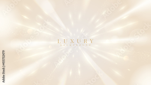 Golden neon light effects background, luxury 3d style concept backdrop. vector illustration.