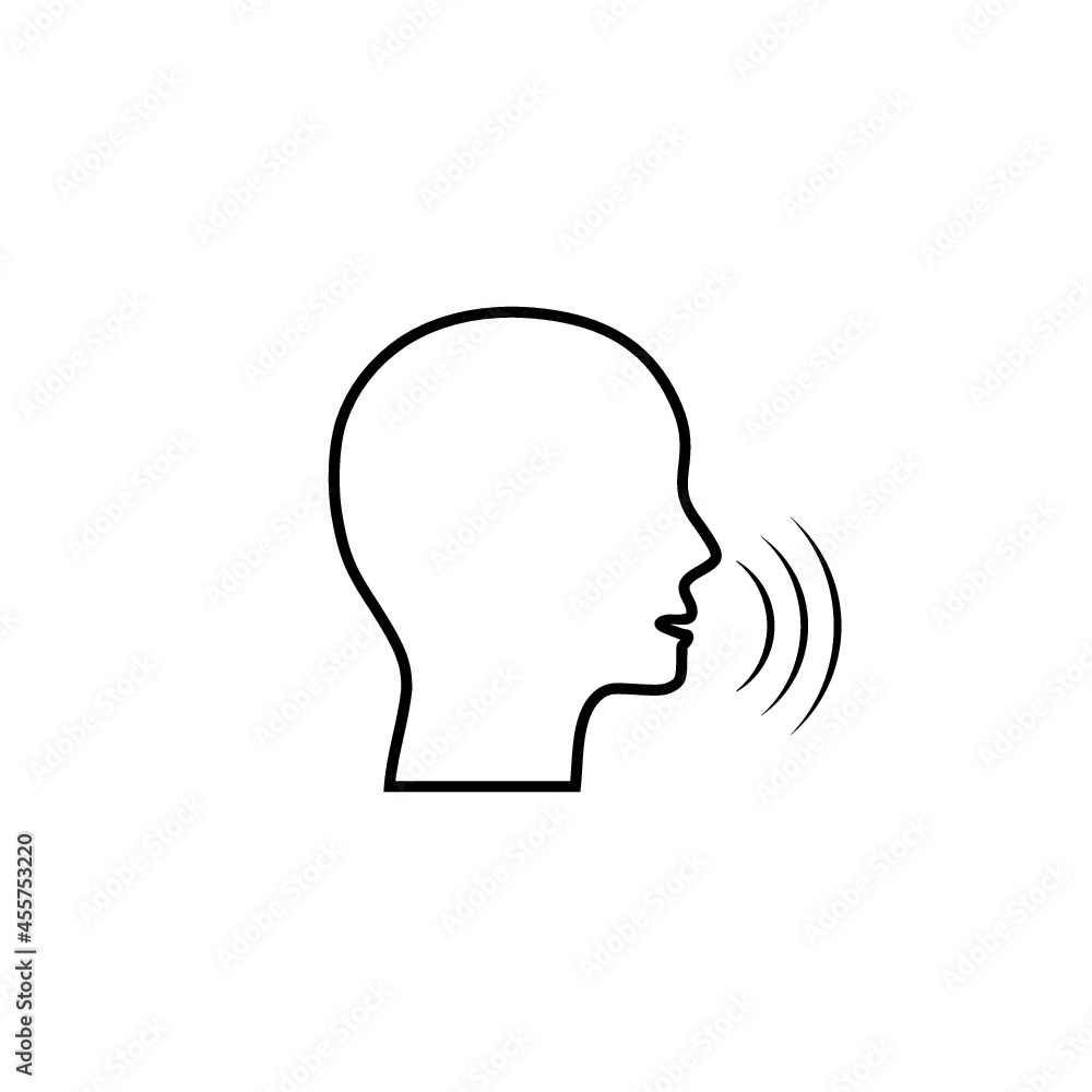 Voice control icon. Speak or talk recognition icon isolated on white background Voice control icon. Speak or talk recognition icon isolated on white background