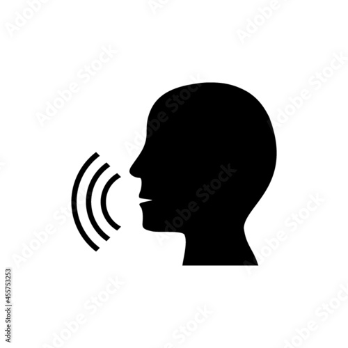Voice control icon. Speak or talk recognition icon isolated on white background