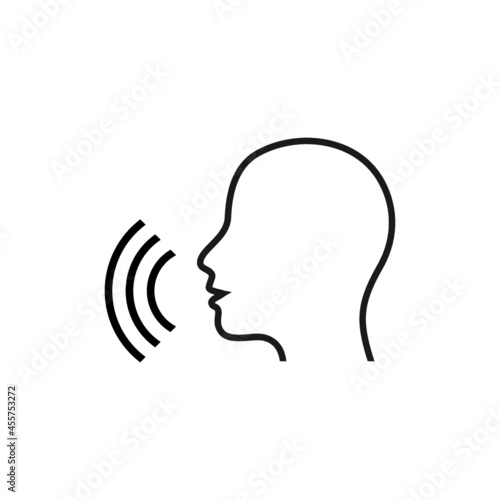 Voice control icon. Speak or talk recognition icon isolated on white background