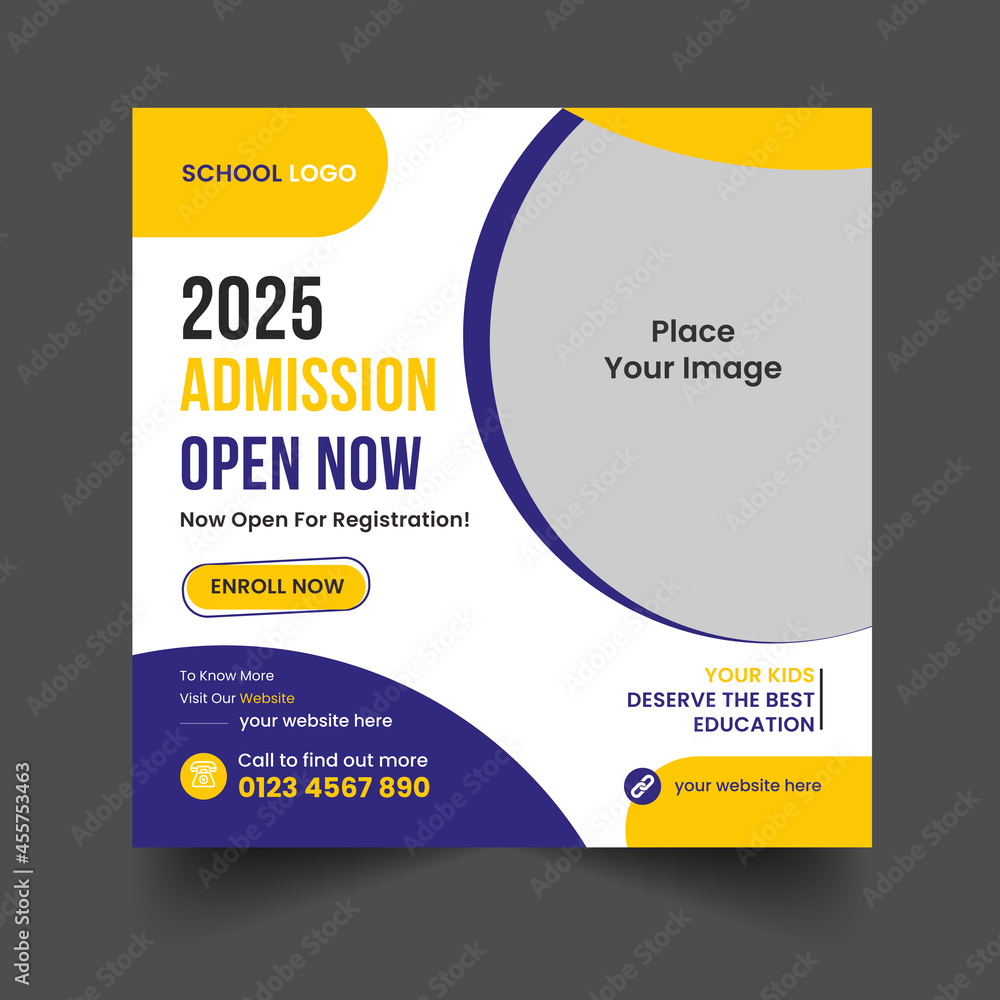 Education or School Admission Social Media Marketing Post Template Education or School Admission Social Media Marketing Post Template