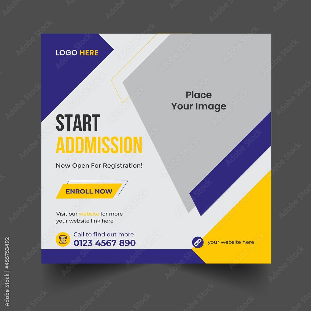 Education or School Admission Social Media Marketing Post Template Education or School Admission Social Media Marketing Post Template