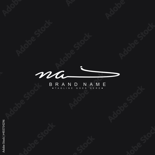 Initial Letter NA Logo - Handwritten Signature Logo