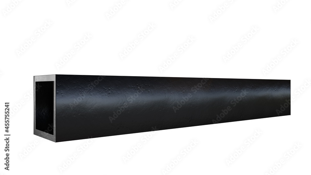 Square tube metal profile - isolated industrial 3D illustration Square tube metal profile - isolated industrial 3D illustration
