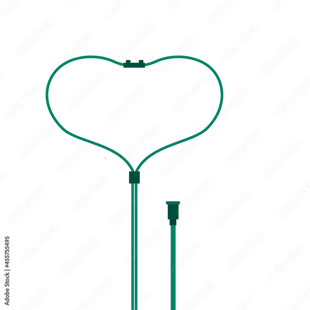 an Oxygen nasal cannula tube cartoon on white background. an Oxygen nasal cannula tube cartoon on white background.