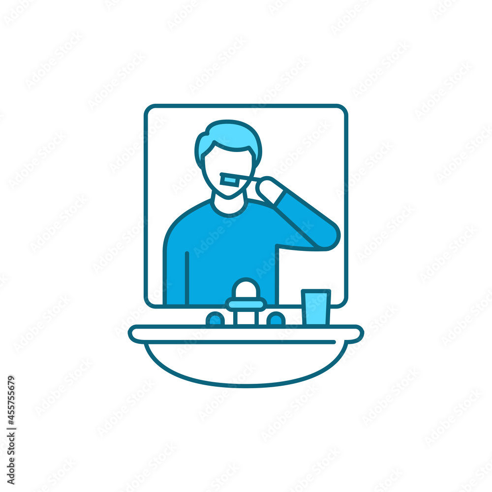 Brush teeth color line icon. Pictogram for web page, mobile app