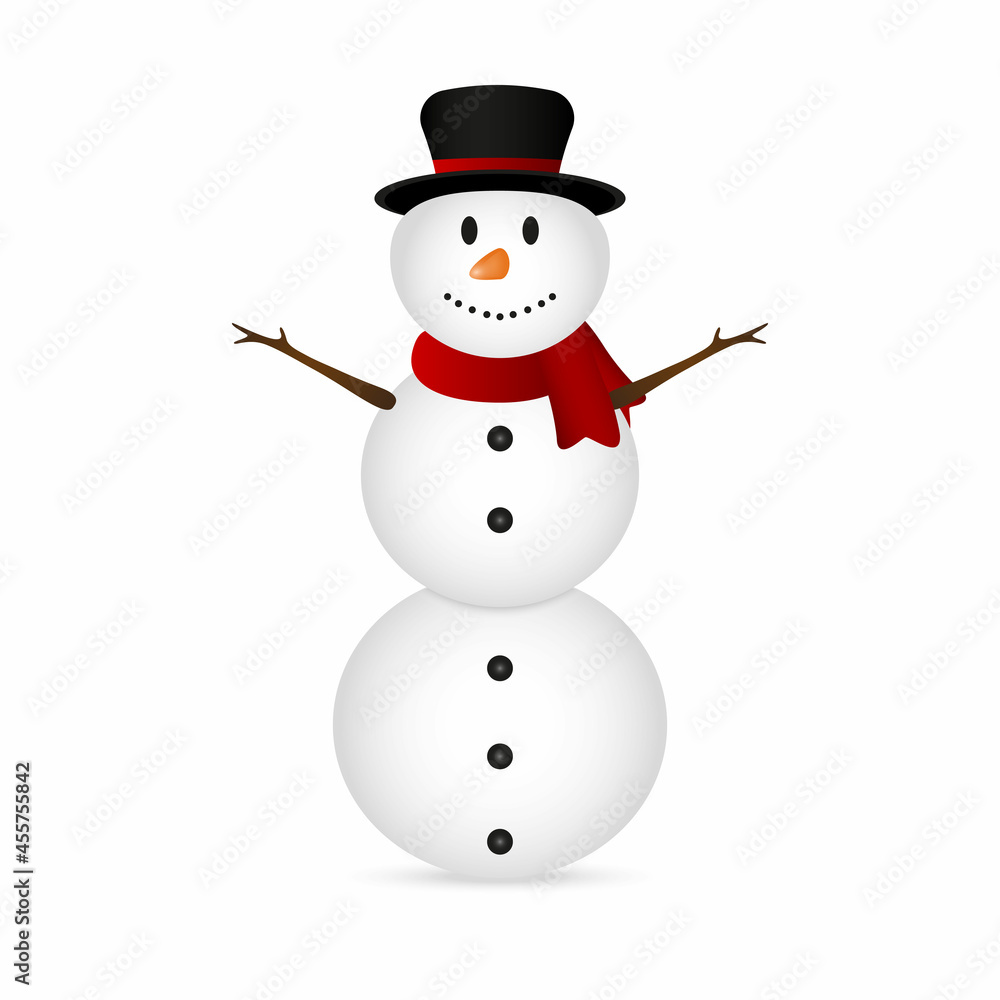 Christmas snowman on a white background. 