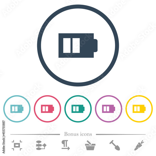 Half battery with two load units alternate flat color icons in round outlines