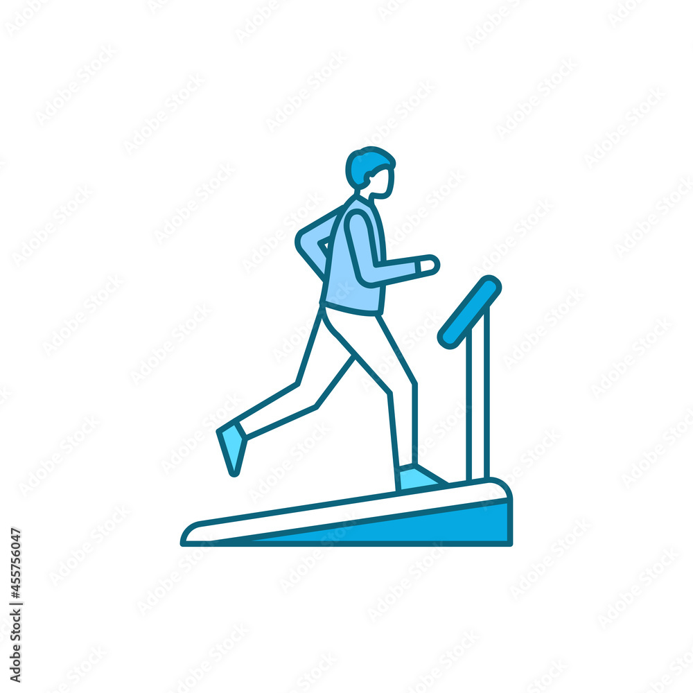 Running on treadmill color line icon. Pictogram for web page, mobile app