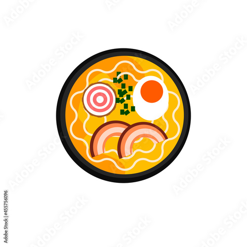 Ramen cartoon on white background.