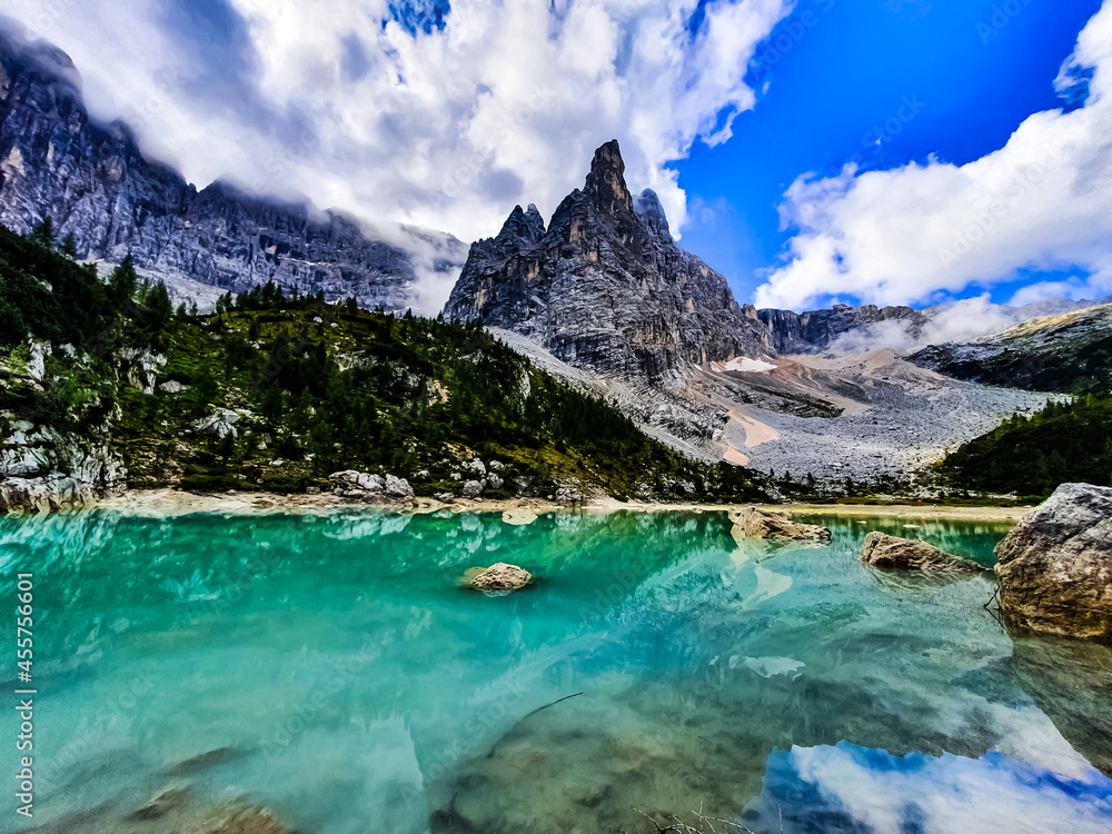Dolomites Mountains, Landscape and traveling, visit in Italy - obrazy, fototapety, plakaty 