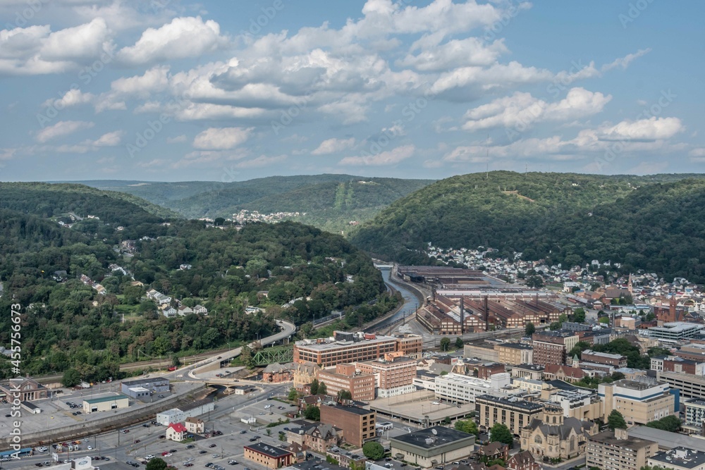 Aerial View of Johnstown, Pennsylvania From The Inclined Plane Railroad Station