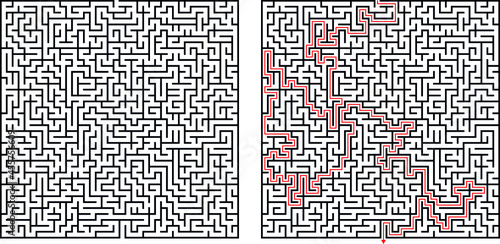 Herausforderndes Rätsel Labyrinth im Rechteck Panorama Format mit Lösung als Spiel