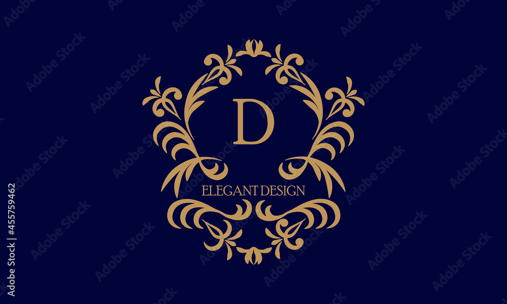 Exquisite monogram template with the initial letter D. Logo for cafe, bar, restaurant, invitation. Elegant company brand sign design.