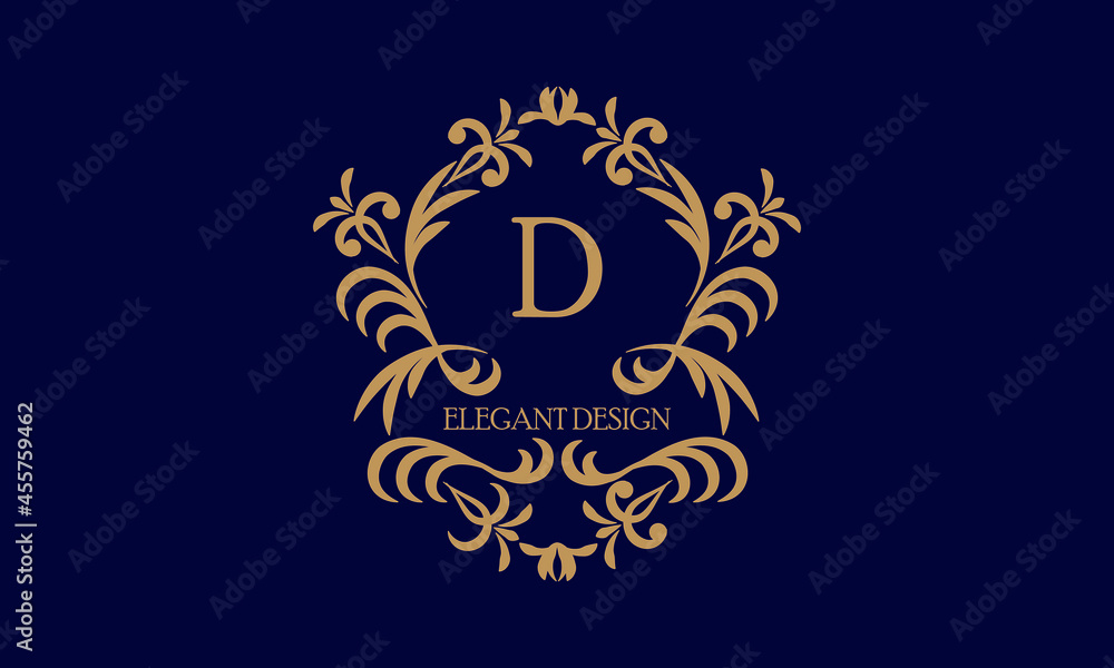 Exquisite monogram template with the initial letter D. Logo for cafe, bar, restaurant, invitation. Elegant company brand sign design. Exquisite monogram template with the initial letter D. Logo for cafe, bar, restaurant, invitation. Elegant company brand sign design.