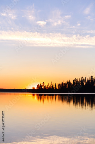 Colourful Sunset at Astotin Lake  Elk Island National Park