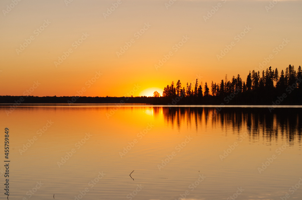 Colourful Sunset at Astotin Lake, Elk Island National Park