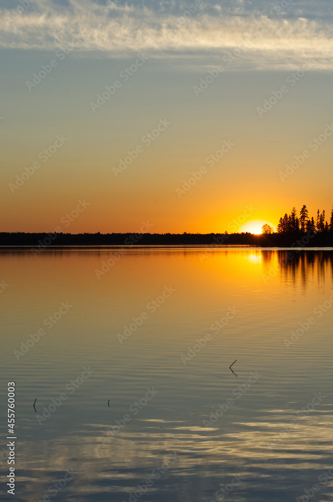 Colourful Sunset at Astotin Lake, Elk Island National Park