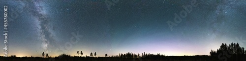 Milkyway on clear sky with aurora borealis in Finland at September