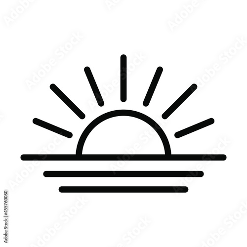 Sunset icon, sunrise icon. Sunburst, Sun and Ocean Icon.