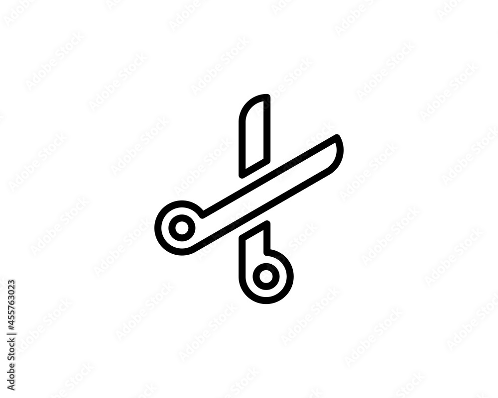 Scissors icon in trendy outline style design. Vector graphic illustration. Scissors icon for website design, logo, and ui. Editable vector stroke. EPS 10