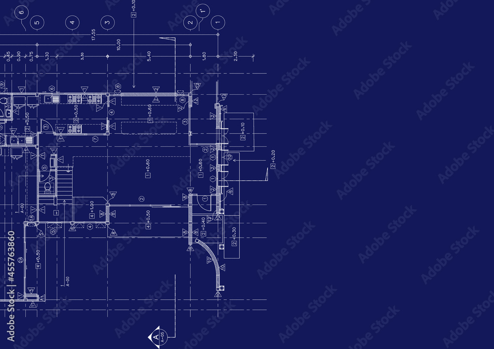 Fototapeta premium Write a blueprint architecture for building.