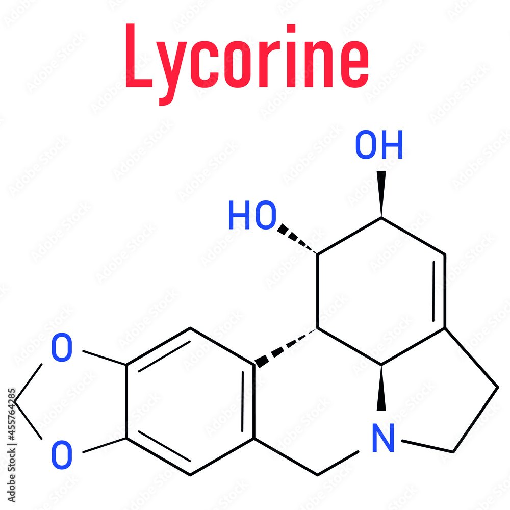 Lycorine alkaloid molecule. Found in Amaryllidaceae plants, including lilies and daffodils. Skeletal formula. Lycorine alkaloid molecule. Found in Amaryllidaceae plants, including lilies and daffodils. Skeletal formula.