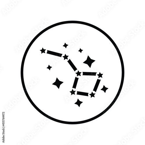 Constellation, planets, big dipper icon. Rounded black design.