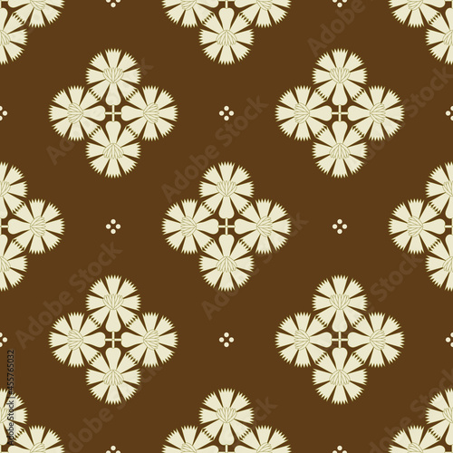 Seamless geometrical monochrome floral pattern. Medieval Indian Mogul motifs.	