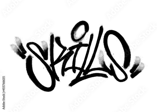 Sprayed skills font graffiti with overspray in black over white. Vector illustration.