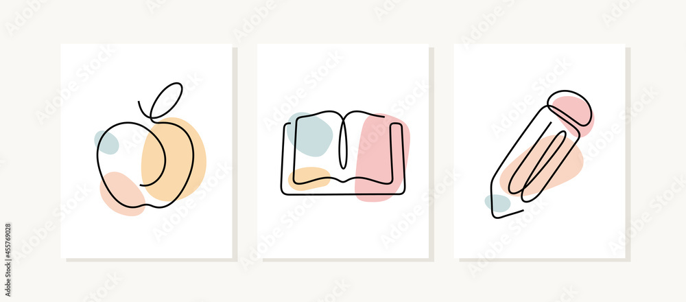 Education cards. Continuous line vector illustration. Stock Vector ...