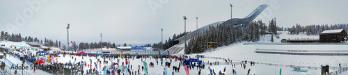 A panoramic view of the ski jump and festival at Holmenkollen, 2018 photo