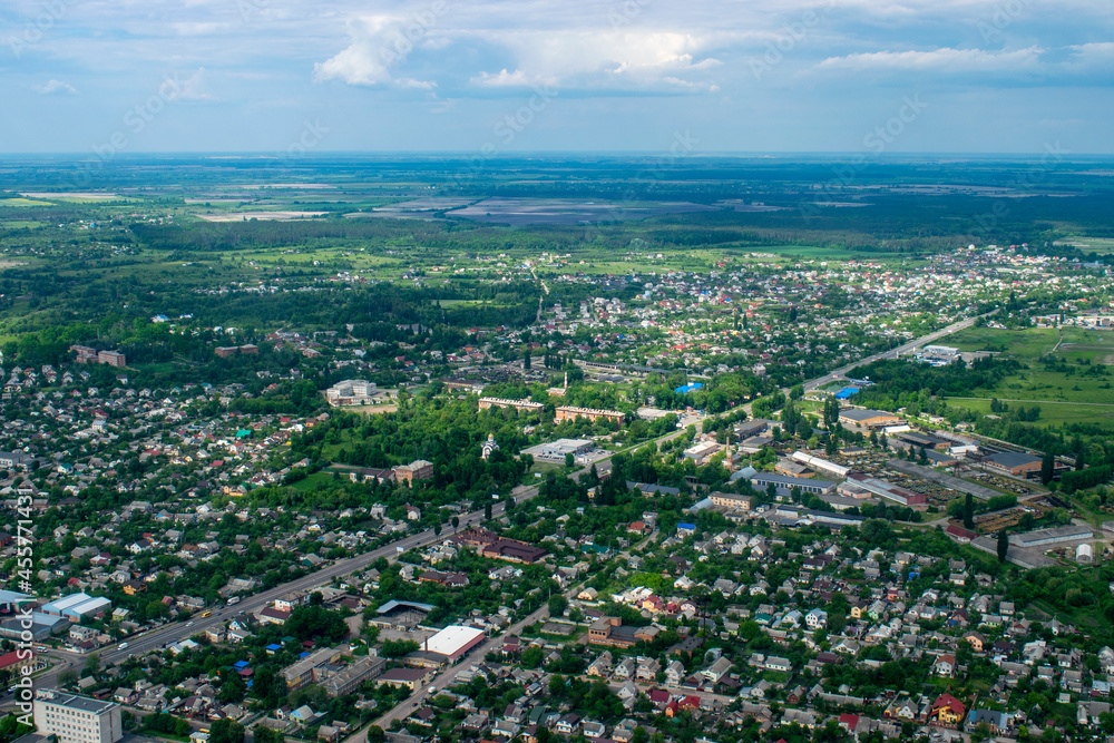 Aerial view summer landscape Zhytomyr, Ukraine
