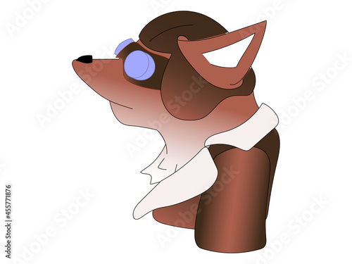 Fox in bomber jacket and aviation goggles