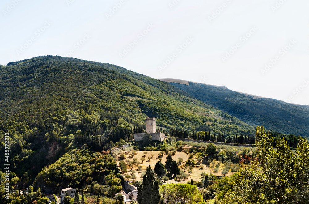 Panoramic view of Rocca Minore , Assisi ,Italy