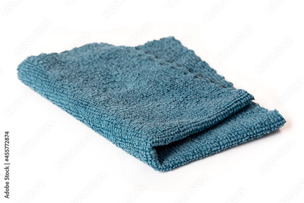 Blue microfiber cloth for cleaning premises. Housework and office work. Blue microfiber cloth for cleaning premises. Housework and office work.