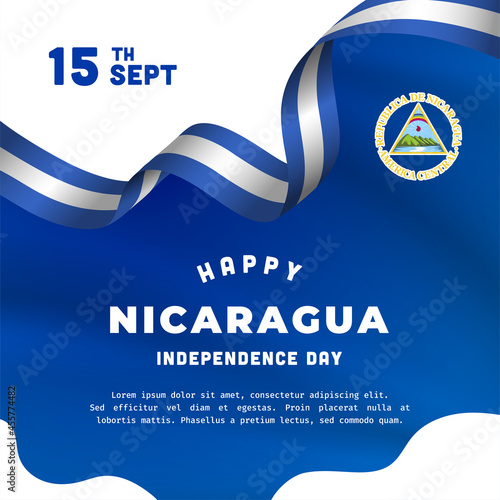 Canvas Print Square Banner illustration of Nicaragua independence day celebration
