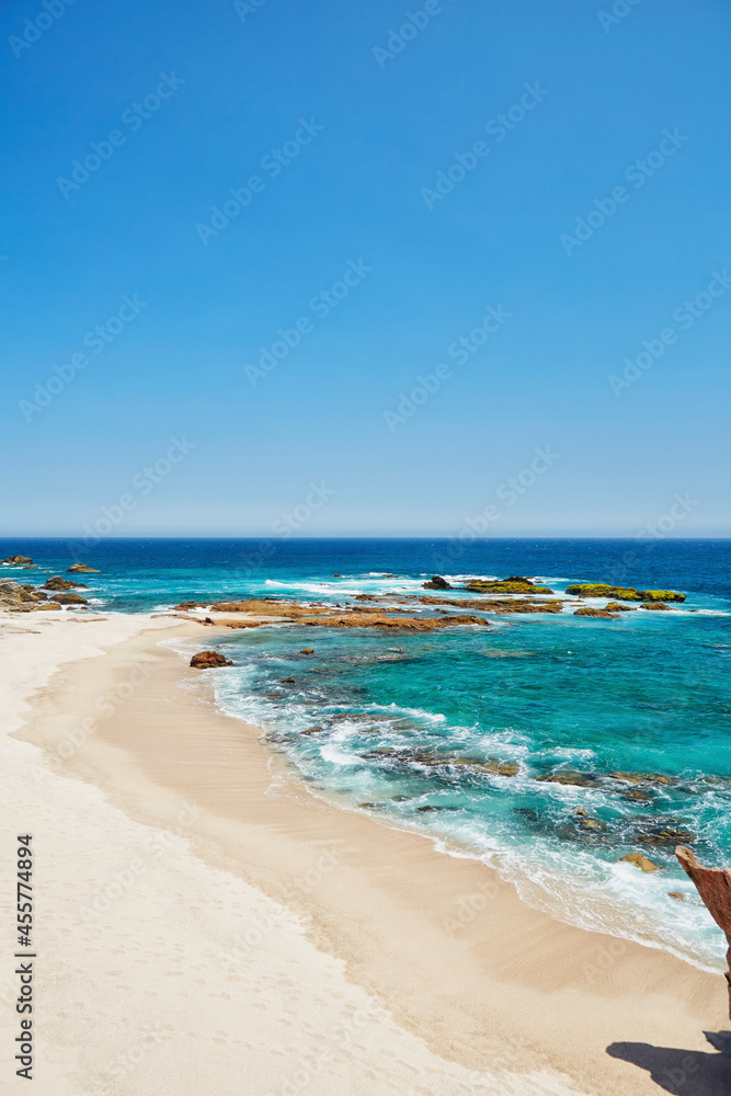 Landscape of ocean and beach at resort in Mexico Landscape of ocean and beach at resort in Mexico
