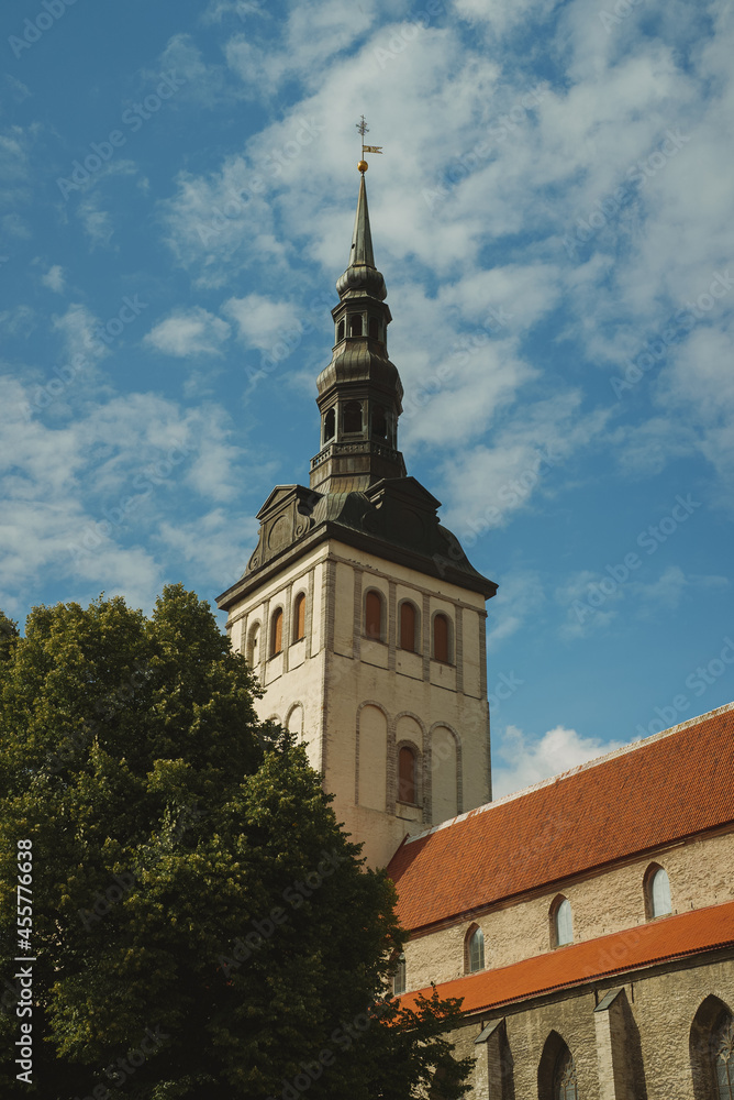 View of the St. Nicholas Church in old Tallinn.