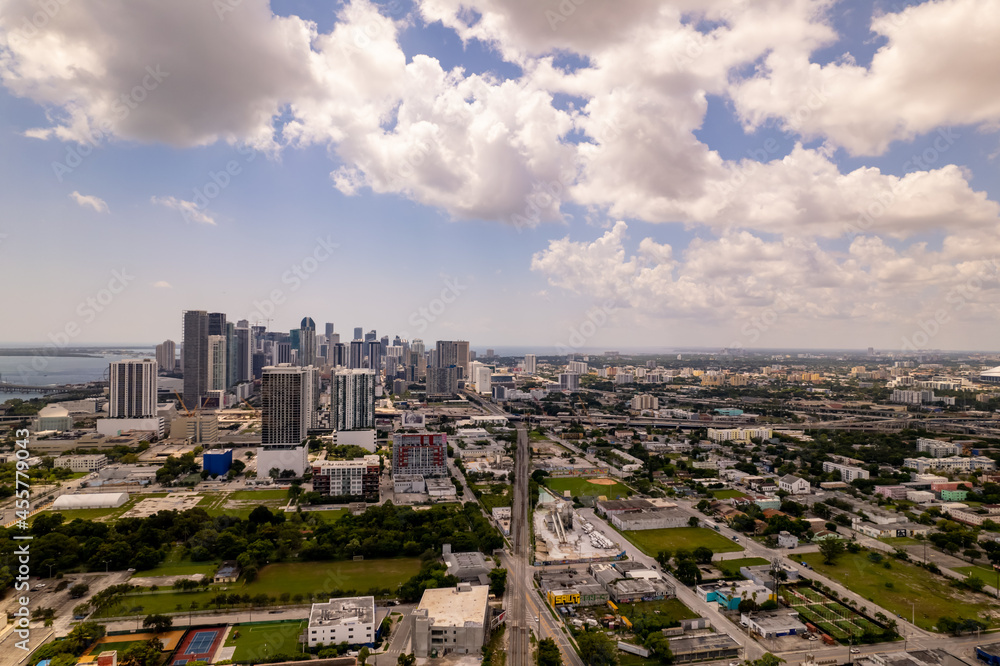 Aerial photo Miami FL USA city landscape
