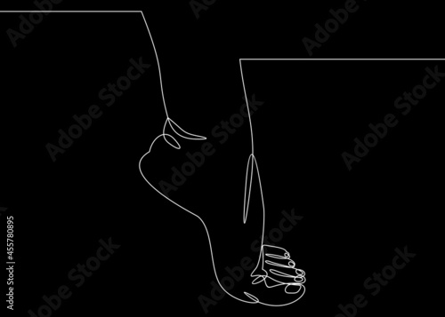 Perfect clean female feet .continuous line drawing
