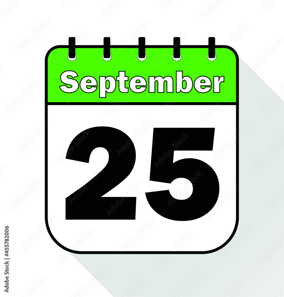 September day 25 green - Calendar Icon - Vector Illustration. September day 25 green - Calendar Icon - Vector Illustration.