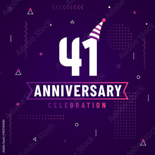 41 years anniversary greetings card, 41 anniversary celebration background free vector.