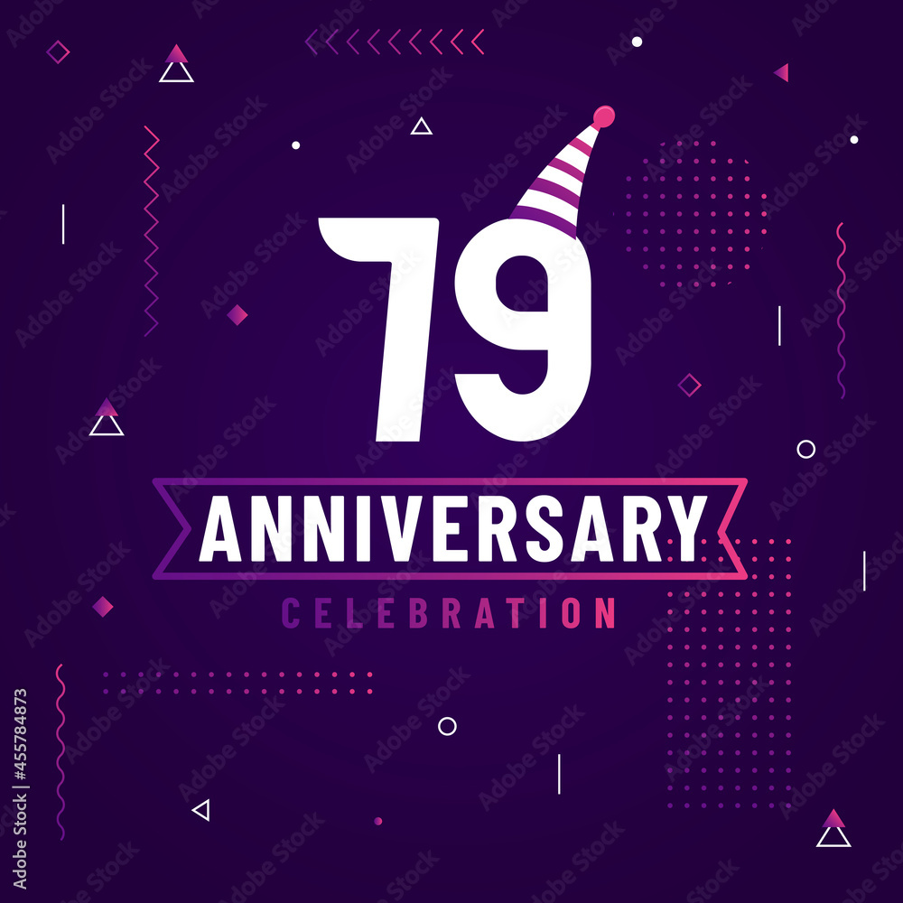 79 years anniversary greetings card, 79 anniversary celebration background free vector.