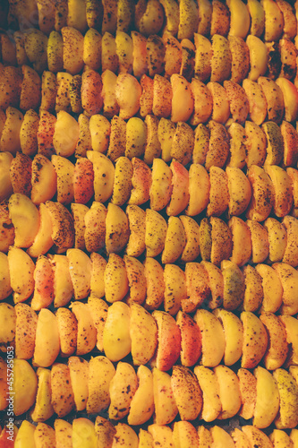 The process of home cooking dried fruits in an electric dryer.