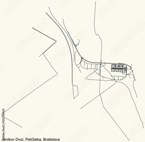 Canvas Print Detailed navigation urban street roads map on vintage beige background of the Br