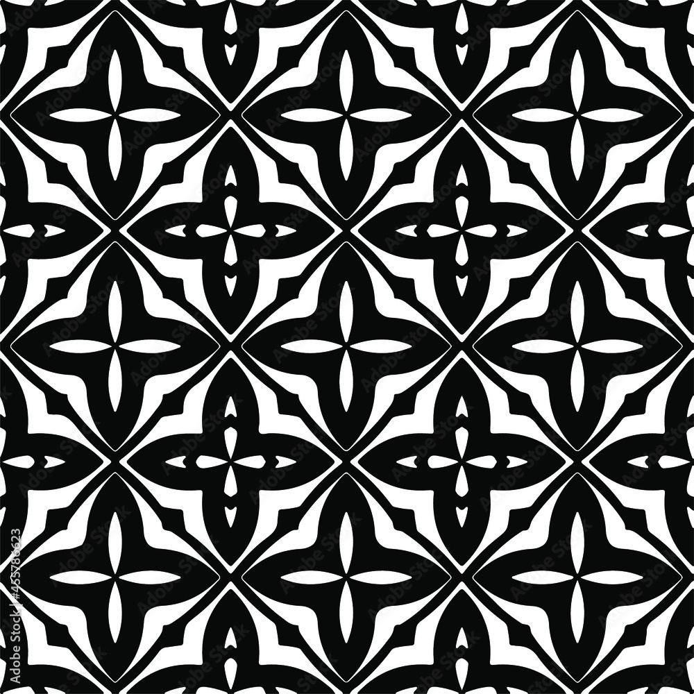 floral seamless pattern background.Geometric ornament for wallpapers and backgrounds. Black  pattern.
