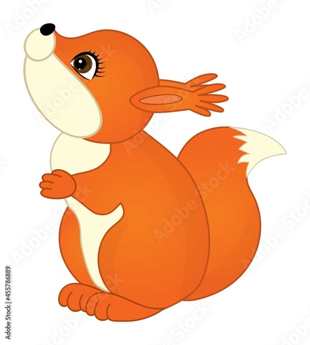 Cute Little Baby Squirrel Standing. Vector Baby Squirrel 